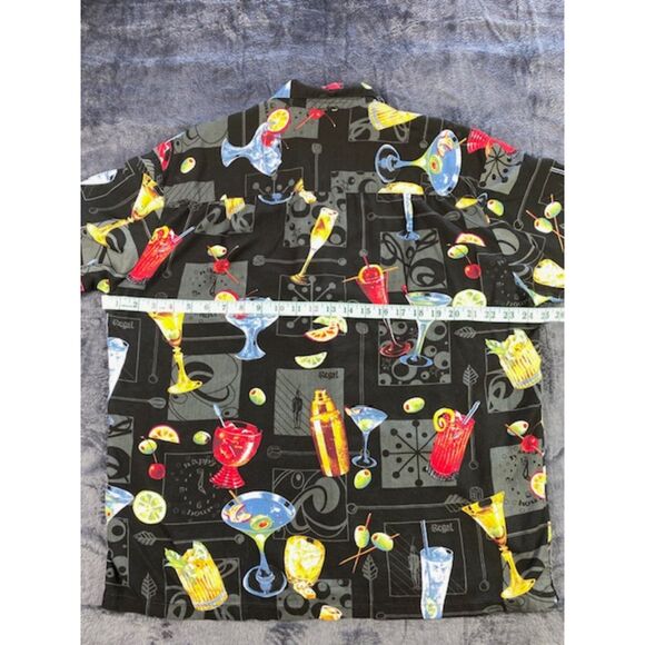 Vintage Paradise Found Hawaiian Shirt Mens L Cocktails Martini Button Up Casual - Picture 8 of 9